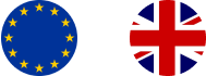 EU and UK flags in circular shape